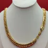 Super Cool Chain Fashion 24k Yellow Solid Fine Gold Double Curb Cuban Link Necklace Mens 600MM 10MM153L