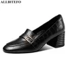 ALLBITEFO cuir véritable + texture pierre talons épais bureau dames chaussures marque talons hauts femmes chaussures femmes chaussures à talons hauts 210611