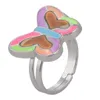 Bague d'humeur lumineuse papillon, anneaux réglables à couleur changeante, émotion, 100 pièces/lot