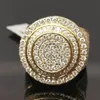 Trouwringen Hip Hop Mode mannen Ring Koper Goud Iced Out Bling Verharde Zirconia Voor Vrouwen Mannen Anniversary Gift Sieraden