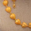 Orecchini Collana Set di gioielli 24K Catene con ciondolo a cuore e anelli per donne Ragazze Set per feste di compleanno africane color oro Dubai