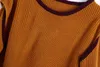 ビンテージラウンドネック長袖ストラップレス女性シックニットTシャツファッショナブルなソリッドカラー緩い女性ヘッジトップ210507