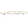 Färgglada Birthstone Red Blue Green White Tear Drop CZ Bangle Armband Trendiga Kvinnor Öppna Manschett Bangles Q0717