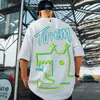 Mens Hip-hop camisetas Moda Streetwear Meninos Maré Oversize Tees Loose Impressão Tops Meia-manga Roupas 2 estilos