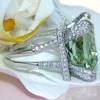 Cluster Rings CHAMSS Rose Flower Emerald Zircon Ring High-end Atmospheric Women Fashion Gift Birthday Factory Wholesale