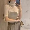 Spring Summer Female chemise Tops Turtleneck Blouse Blouse White Femmes Bureau Solid Blouses Casual Blusas Casual Blusas 12874 210512