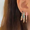 Hoop Huggie Tiny Roségoldfarbene Neon-Emaille-Ohrringe, trendige geometrische Aussage, quadratischer Ohrring, Modeschmuck, Brincos
