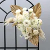 Decorative Flowers Wreaths Color Golden Natural Dried Pu Fan Leaf Artificial Flower Row Arrangement Outdoor Wedding Arch Backdro9208603