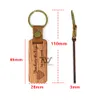 Freeshipping Promotion Souvenir Present Custom Logo Portable Straps Läder Keychain Walnut Maple Blank Wood Laser Gravering Nyckelringar