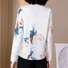 Koreańskie jedwabne koszule kobiety kwiatowy bluzka z długim rękawem satynowa koszula damska topy plus rozmiar Blusas mujer de Moda 210427