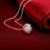 Sterling Silver Fashion Jewelry 18 Inches Charm Weave Ball Pendant Necklace For Women Wedding Födelsedagspresenter Kedjor4838787