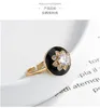XIHA 925 Sterling Silver Rings for Women Girls Teen Crystal Flower Black Open Adjustable Ring Wedding Engagement Jewelry Gifts