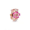 Adatto a Pandora Bracciale in argento sterling 925 Smalto rosa Magnolia Cristallo Margherita Fiore di pesca Ciondola Perline Charms Per catena di fascino serpente europeo Moda Gioielli fai da te