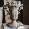 Klassisk bägge blomma retro vas nostalgisk smidesjärn guld silver blommor kruka för hem metall vaser bröllop bordsskiva vas SH190925