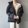 Mode Solid Kvinnors Vinter Down Jacket Stand Collar Kort Single-Breasted Coat Preppy Style Parka Ladies Chic Outwear Kvinna 211018