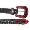 Cinta de cinto com glitter preto ou crocodilo, material de strass vermelho para B simon em 30 a 44 polegadas35637183965667