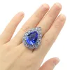 34x27mm Delikatny Delikatny Cut Utworzony Bogiem Blue Violet Tanzanite Dla Kobiet Randki Srebrne Pierścienie Drop Shipping