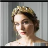 Hoofdbanden sieraden mode goud vergulde metalen blad hoofdband vintage haarband voor vrouwen bruiloft elegante bladeren haar accessori