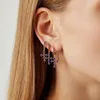 Boucles d'oreilles Huggie AIDE en forme de croix pour femmes, bijoux géométriques en Zircon blanc/violet, Piercing, argent 925, tendance