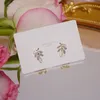 Stud Fashion Micro-Inlaid Zircon Leaves Shape Earrings For Women Exquisite Designer Creativity Luxury Temperament Jewelry Gifts