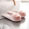 Chique kwastje pom-pom vrouwen huis slippers slip-on comfort geheugen schuim katoenen schoenen lente herfst slaapkamer dames zijden dia's 211229