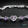 jewelry 925 sterling silver plated bracelets purple crystal heart bracelets lovely for women hot fashion