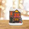 Weihnachtsdekorationen Harzhaus LED-Leuchten Weihnachtsszene Dorf Miniaturdekoration Ornament Jahr 2022 Noel Gifts301z