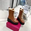 European and American style brown wool lace up women's boots thick bottom Italian Leather Size 35-40