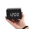 LED horloge en bois réveils numériques horloges de table de bureau électronique commande vocale affichage de la température Despertador décor à la maison 211111