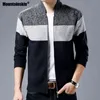 Mountainskin 2021 New Winter Brand Clothing Men's Jackets Thick Cardigan Coats Male Patchwork Stripe knitted Zipper Coat SA581 Y1122
