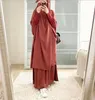 민족 의류 말레이시아 EID 후드가 이슬람 여성 히 자브 드레스기도 의류 Jilbab Abaya Long Khimar Ramadan Gown Abayas Skirt 세트 이슬람