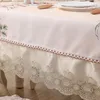 Toalha de mesa estilo europeu capa para cadeira de jantar com renda bordada