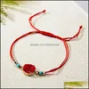 Charm Bracelets Jewelry Make Wish Paper Card Hand-Woven Lucky Red String Bracelet Femme Mticolor Natural Stones For Women Friendship Drop De