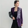 OL Notched Work Grape-colored Blazer Autumn Winter two-piece Suit Jacket Formal Women Blazers Coat Female Tops 210421