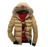 Fashion-Men's Down Parkas Kurtka Zimowa Mężczyźni Moda Bluza Zagęszczona Płaszcz Ciepłe Bawełniane Futro Collar Zip Ubrania