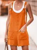 Women's Jumpsuits & Rompers Cotton Linen Sleeveless Short Jumpsuit Women Streetwear Playsuits Pockets Loose Beach Casual Boho Clothing