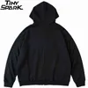 Men Hip Hop Hooded Jacket Streetwear Dark Style Stairs Print Coat Autumn Harajuku Cotton Outwear Black 211217