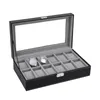 Titta på lådor Fall 61012 Slots Box Case Rings Chain Halsband Holder Lagring Organiser Smycken Display Pu Leather Casket SAAT TR7221688