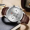 Man's Quartz Auto Data Zegarek Wodoodporne zegarki skórzane dla mężczyzn Casual Silver Watch dla mężczyzn