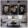 Fleur Animal Lion Tigre Cerf Léopard Abstrait Toile Peinture Mur Art Nordique Impression Affiche Décorative Image Salon Décor 25347634