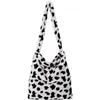 Soft Plush Leopard Pattern Female Bucket Shoulder Bag Elegant Women Purses Handbags Casual Large Capacity Ladies Mini Tote Bags Cross Body