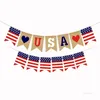 Bandeira Bandeiras Swallowtail Banners Independence Day String Flags EUA Cartas Bunting 4th of julho Decoração de festa T2I52242