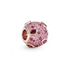 جديد 18K قبلة الشفاه قلادة قرص لامعة ZC Zircon Zircon Rose Bead Bead Stain مناسبة لأسلوب Pandora الأصلي Girly Cha244h