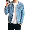 Мода мужские джинсовые куртки Slim Fit Jeans куртка хлопчатобумажная валочка пальто с длинным рукавом дыра мужская одежда размер M-4XL 211008