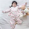 Bahar Varış Kızlar Uzun Kollu Çilek 2 Parça Suit Üst + Pantolon Çocuk Kore Tasarım Setleri Pijama 210528