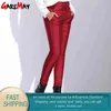 Pantaloni invernali per donna Pantaloni a vita alta elastici eleganti casual Piumini caldi da donna Matita in velluto Classico Addensare GAREMAY 211124