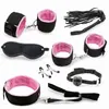 Nxy Sm Bondage Sex Kit 7 Pcs Adult Games Set Handcuff Footcuff Whip Rope Blindfold for Couples Erotic Toys Products 1223