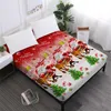 Ensembles de draps dames rose drap de lit joyeux noël Festival ajusté dessin animé père noël multicolore housse de matelas bande élastique D25