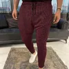 Mäns Jeans Men Byxor Streetwear Trousers Grid Print Sweatpants Rak Casual Mid Waist Spring Mens