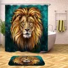 OLOEY 3D Print Animal Shower Curtains Bath Screens Waterproof Curtains for Bathroom Decor Customized Lion Tiger Beast 210402